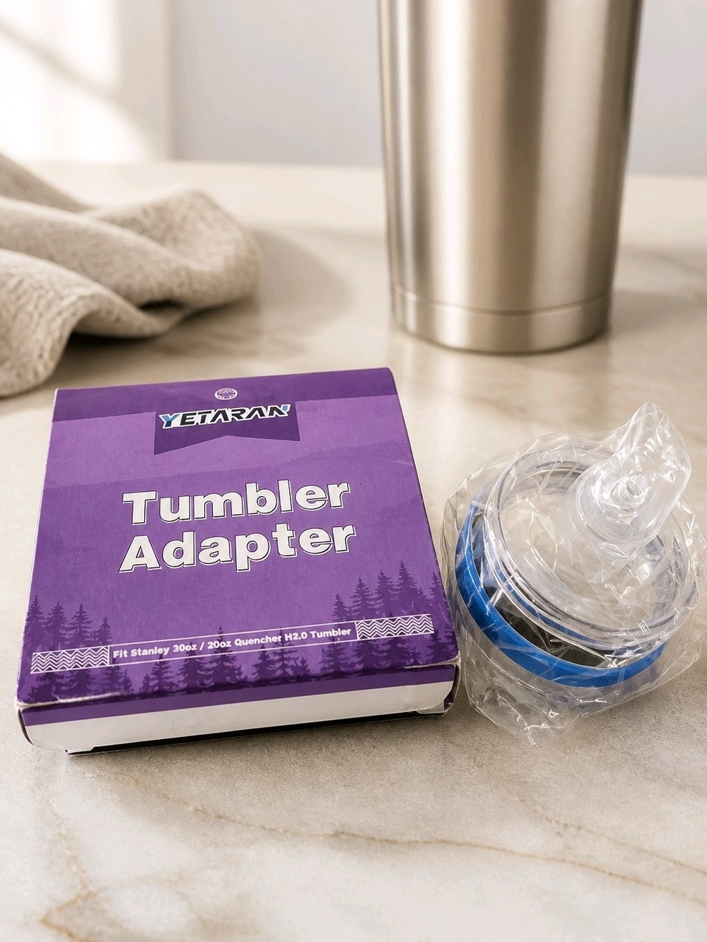 Yetaran Purple Tumbler Adapter with Blue Seal